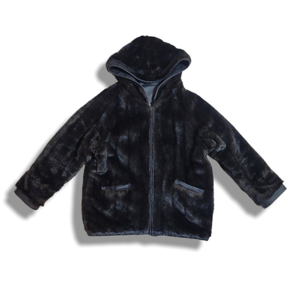 Donna Pelle RARE Vintage FULLY Reversable Leather & Faux Fur Coat - Picture 2 of 6